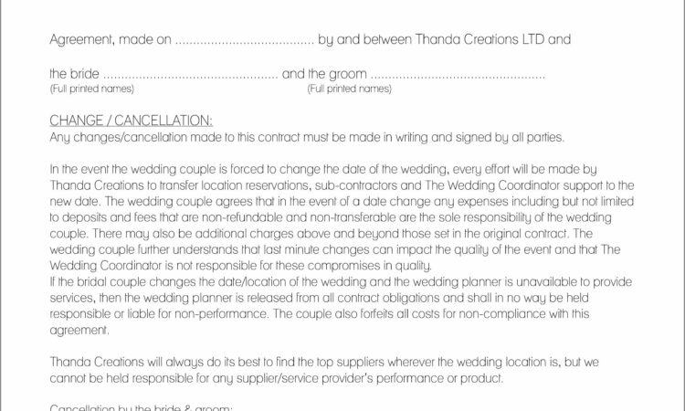 Wedding Planner Contract Templates