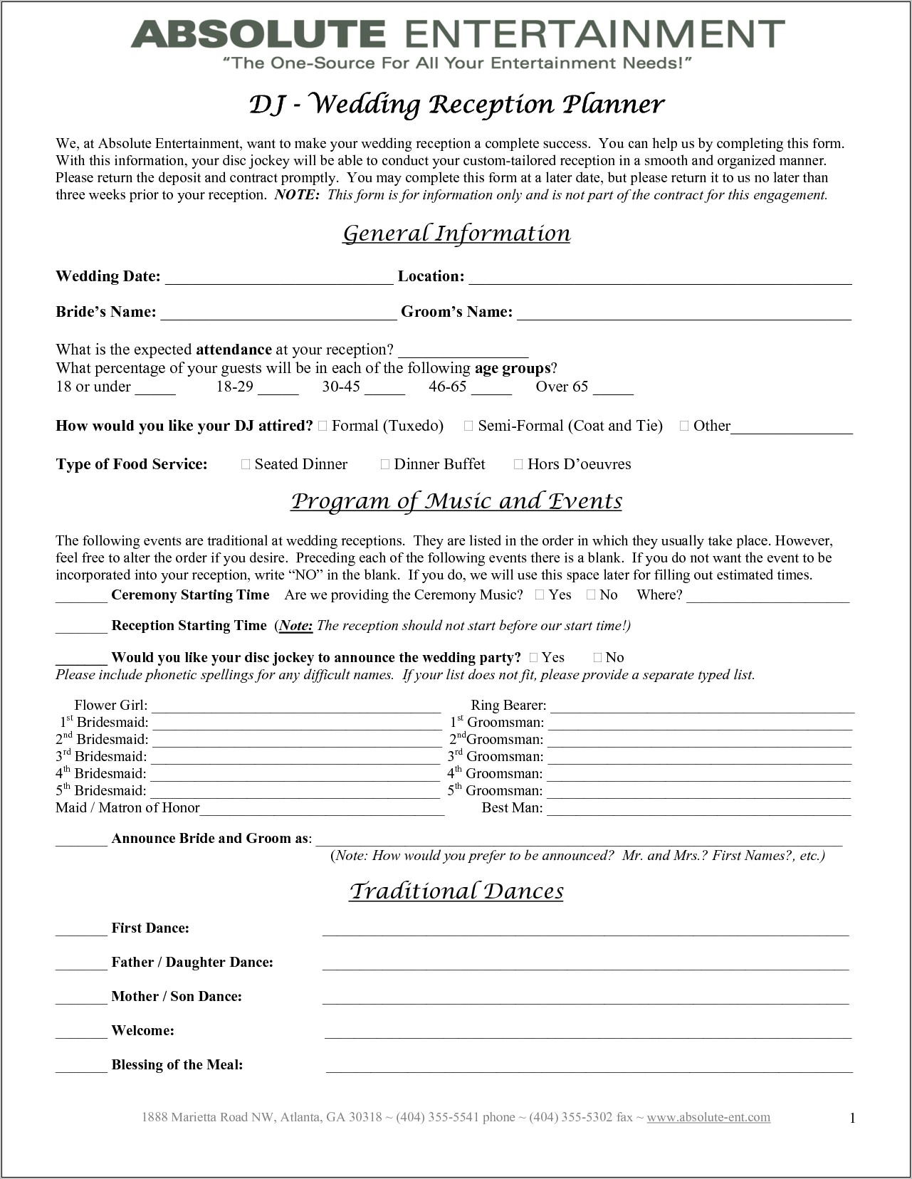 Wedding Planning Contract Template