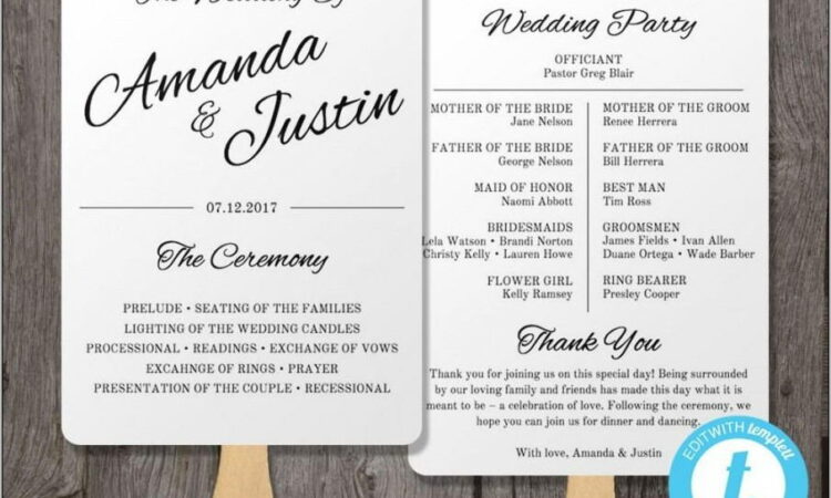 Wedding Program Fan Template Download