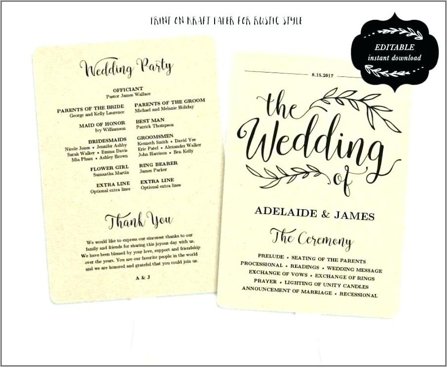 Wedding Program Fan Template Free Download