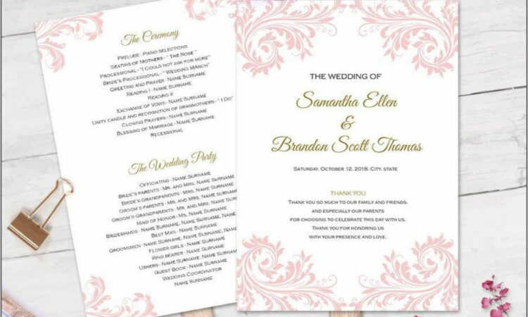 Wedding Program Fan Template Microsoft Word