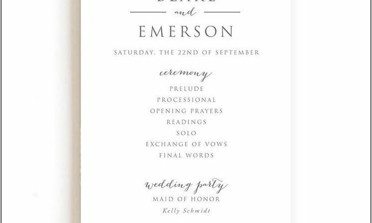 Wedding Program Sample Wording