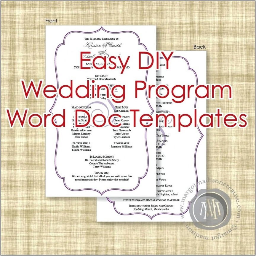 Wedding Program Template Microsoft Word Free