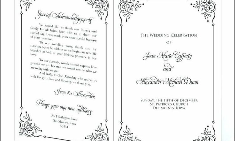 Wedding Program Template Word Tri Fold