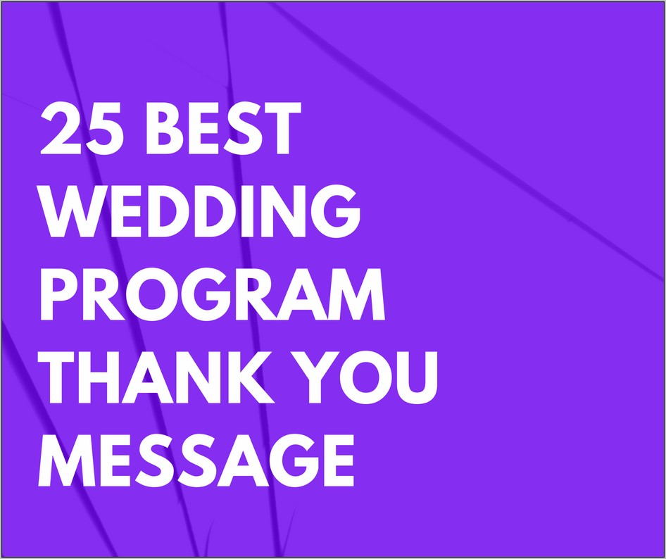 Wedding Program Wording Examples Thank You