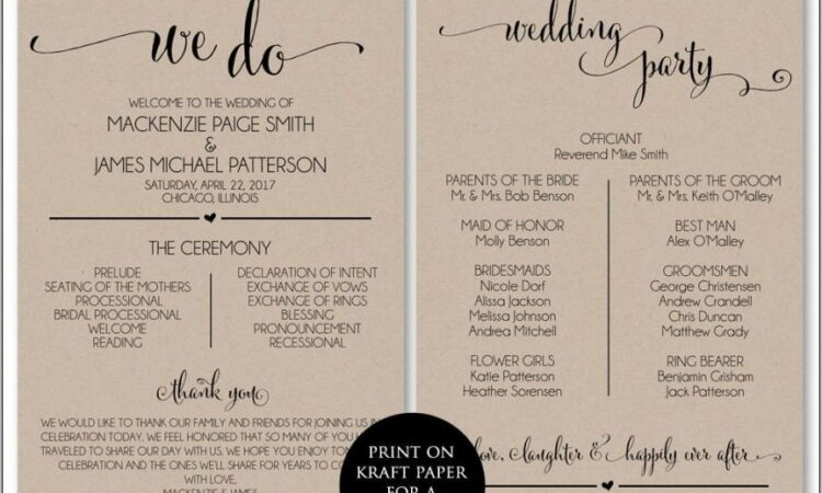 Wedding Programs Tri Fold Templates Free