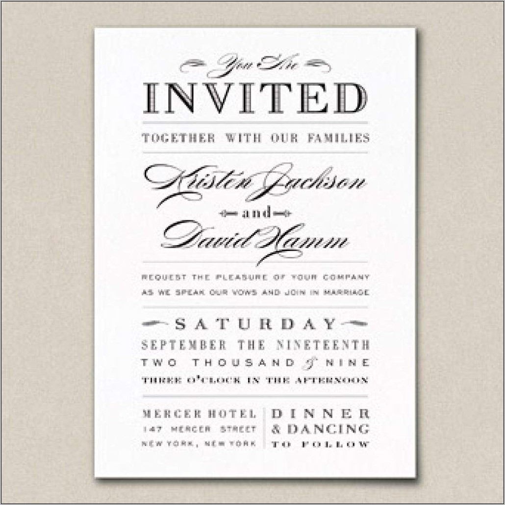 Wedding Reception Invitation Sample Wording