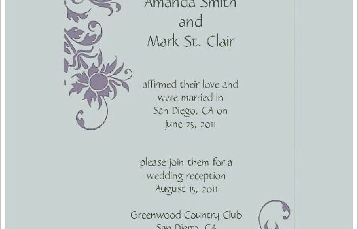 Wedding Reception Invitation Wording Already Married