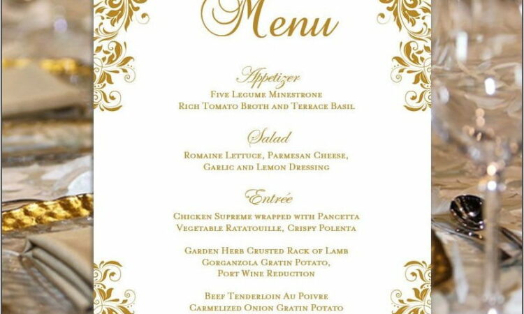 Wedding Reception Menu Template