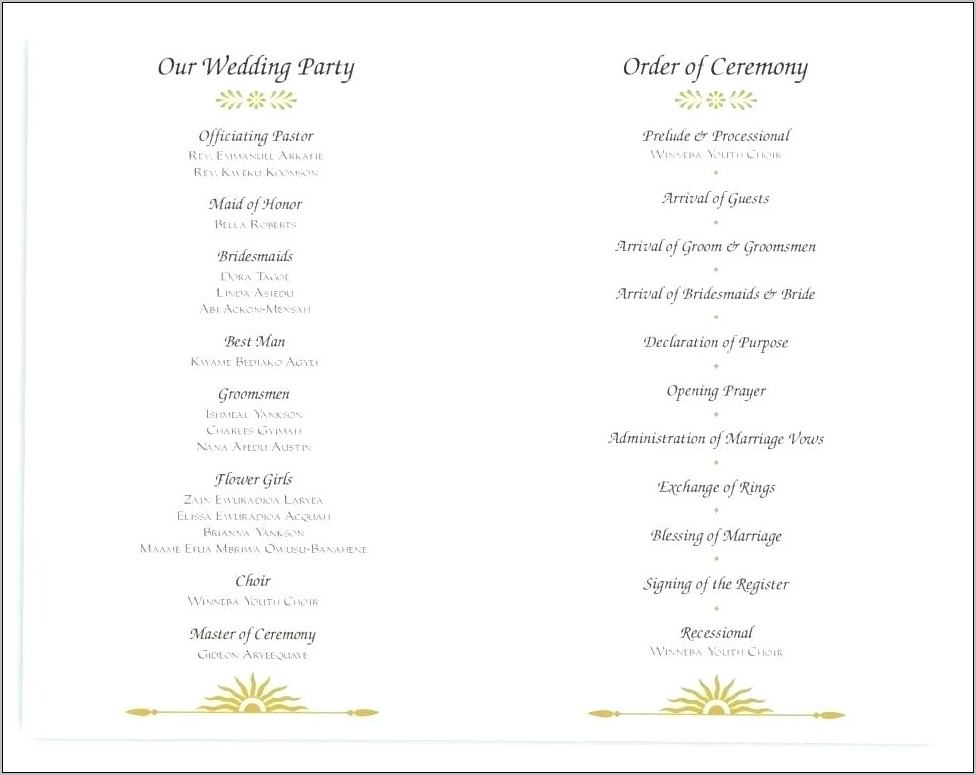 Wedding Reception Programs Templates