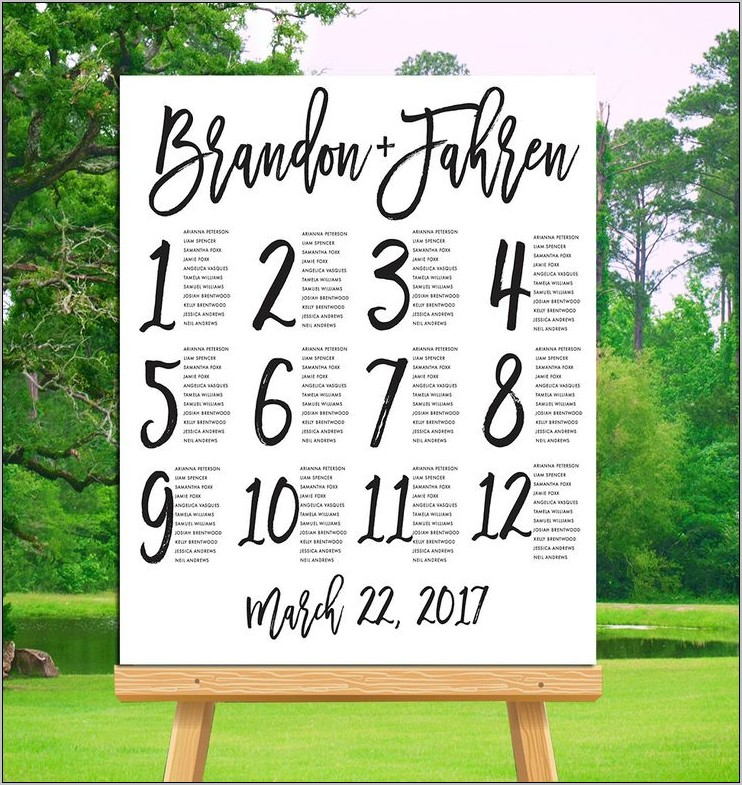 Wedding Reception Seating Chart Board Template