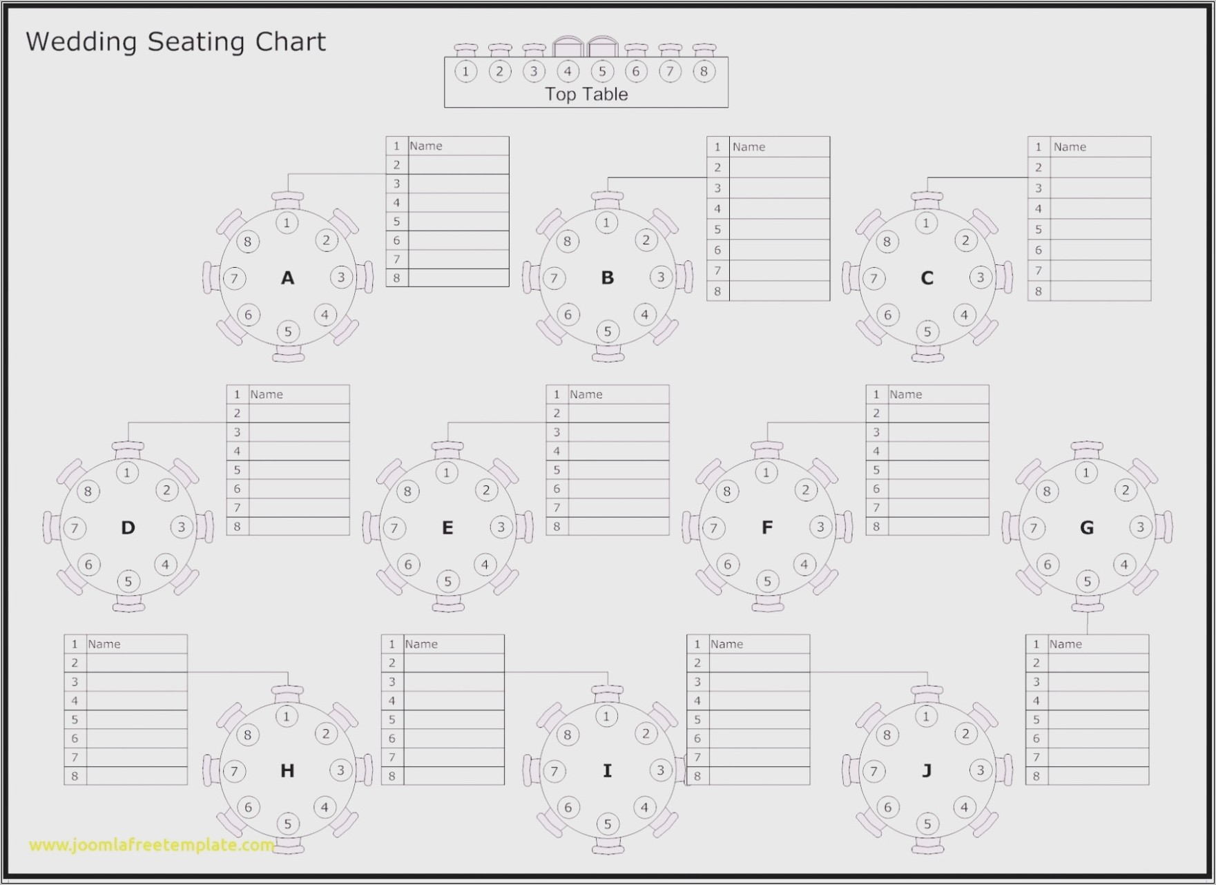 Wedding Reception Seating Template Free