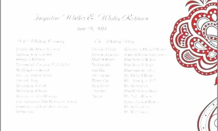 Wedding Reception Template Program