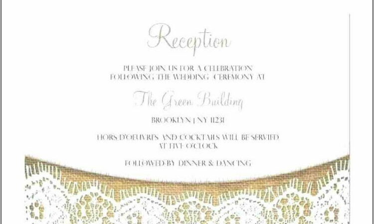 Wedding Reception Templates For Invitations