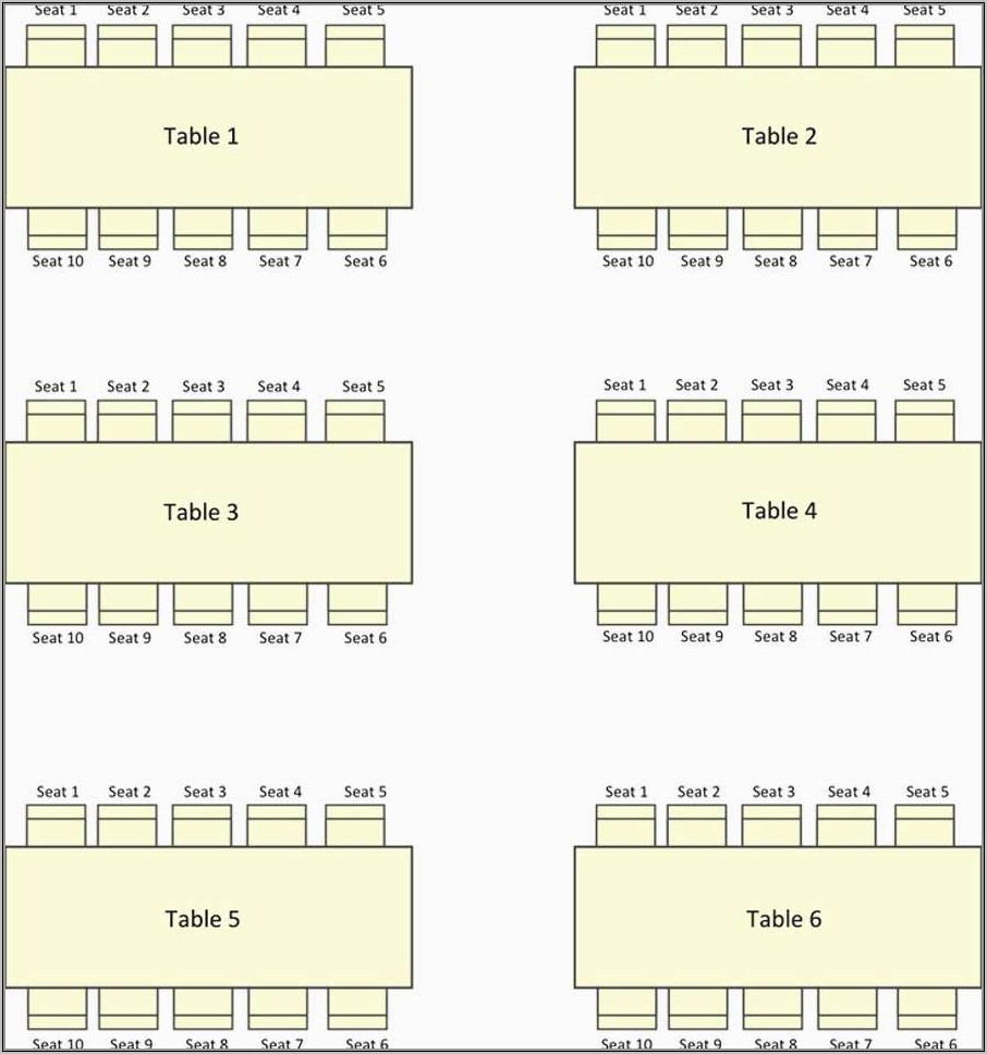 Wedding Seat Chart Template Free