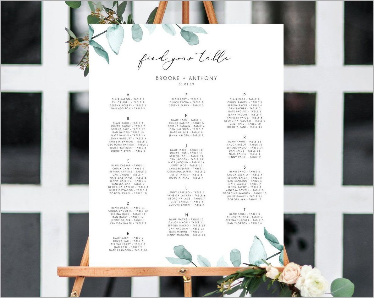Wedding Seating Chart Template 15 Tables