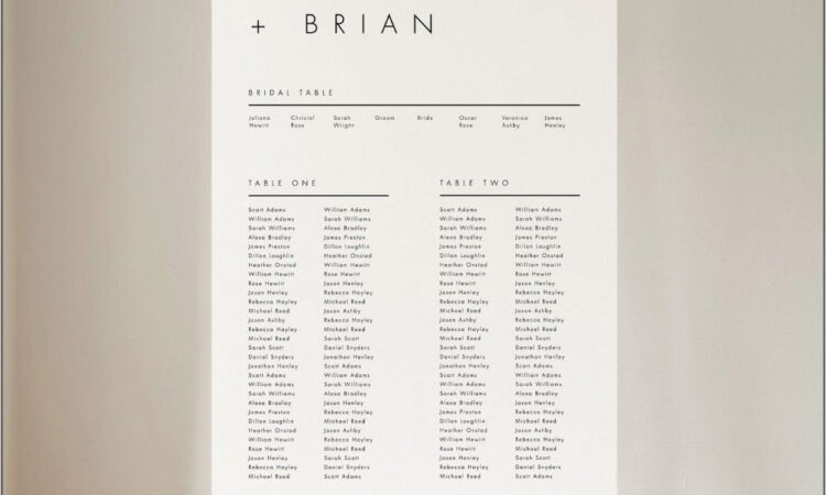 Wedding Seating Chart Template Long Tables