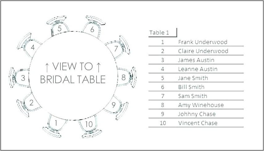 Wedding Seating Chart Template Tables Of 10