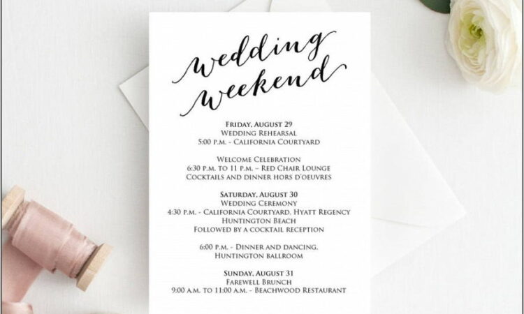 Wedding Weekend Itinerary Templates