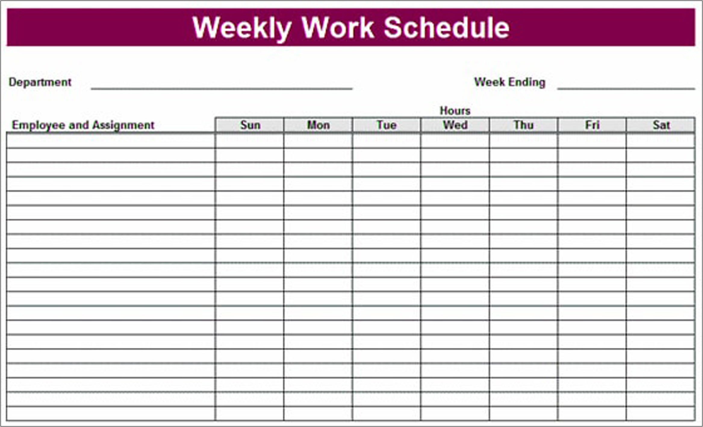 Weekly Employee Schedule Layout