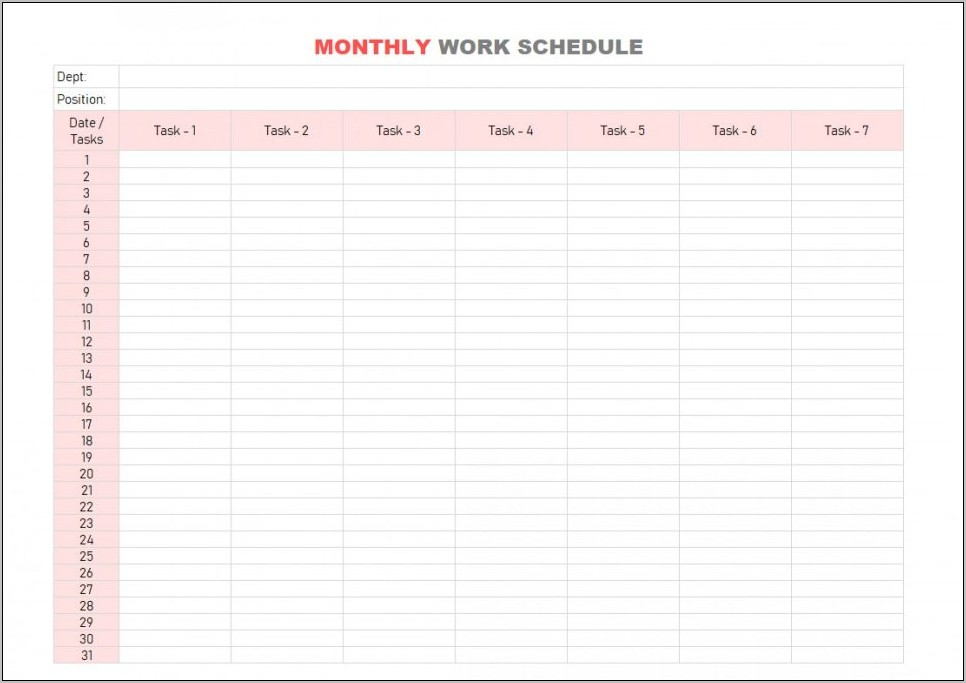 Weekly Employee Schedule Template Pdf