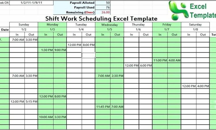 Weekly Employee Shift Schedule Template Microsoft