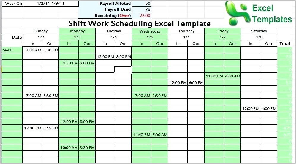 Weekly Employee Shift Schedule Template Microsoft