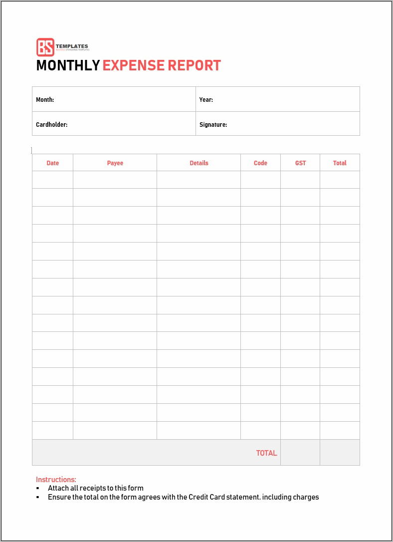 Weekly Expense Report Format