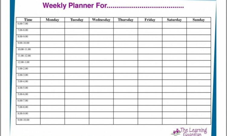 Weekly Hourly Schedule Template Pdf