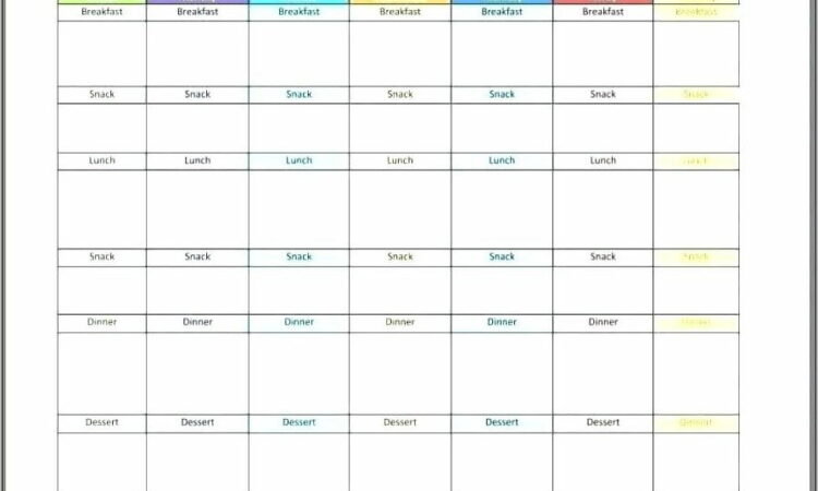 Weekly Lunch And Dinner Menu Template