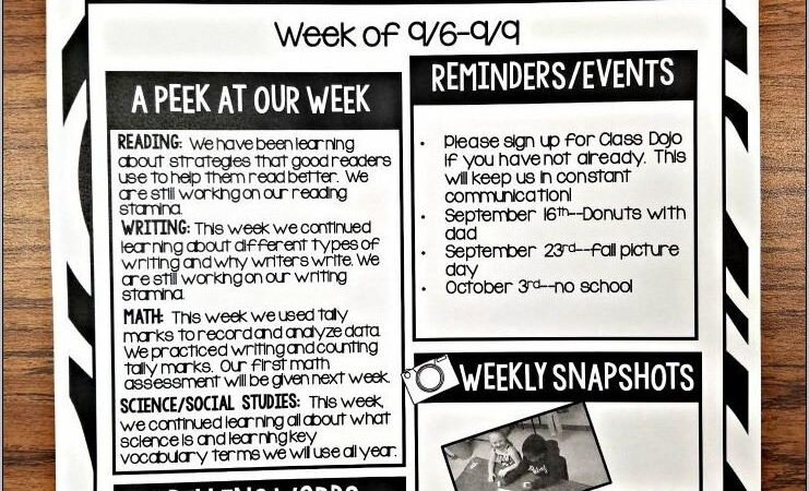 Weekly Newsletter Template For Teachers