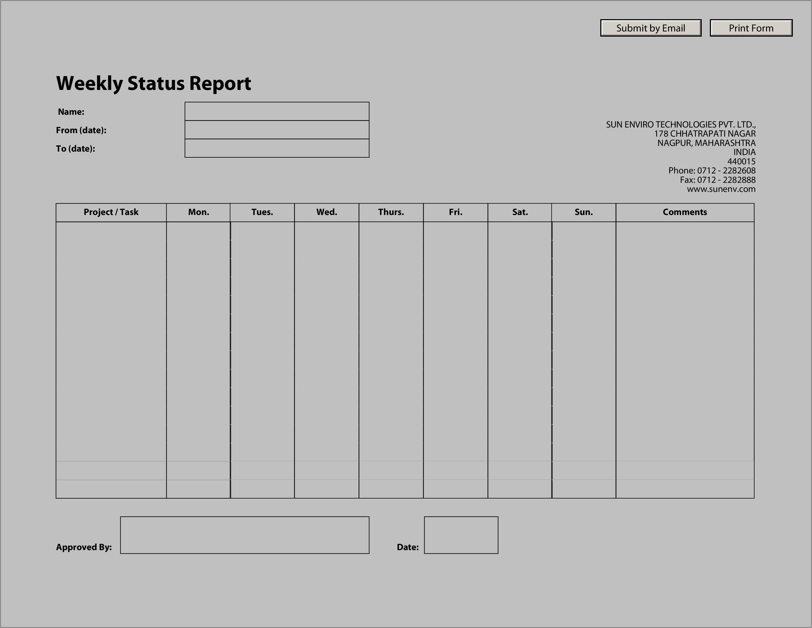 Weekly Report Template Download