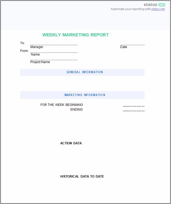 Weekly Report Template Free Download