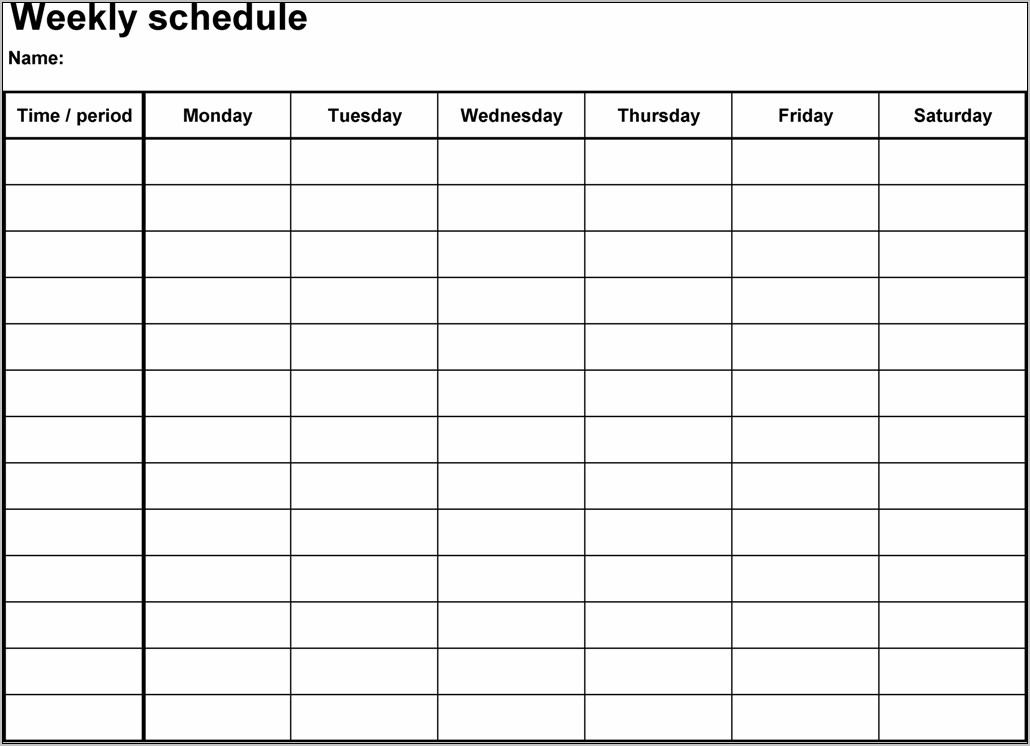 Weekly Schedule Template Printable