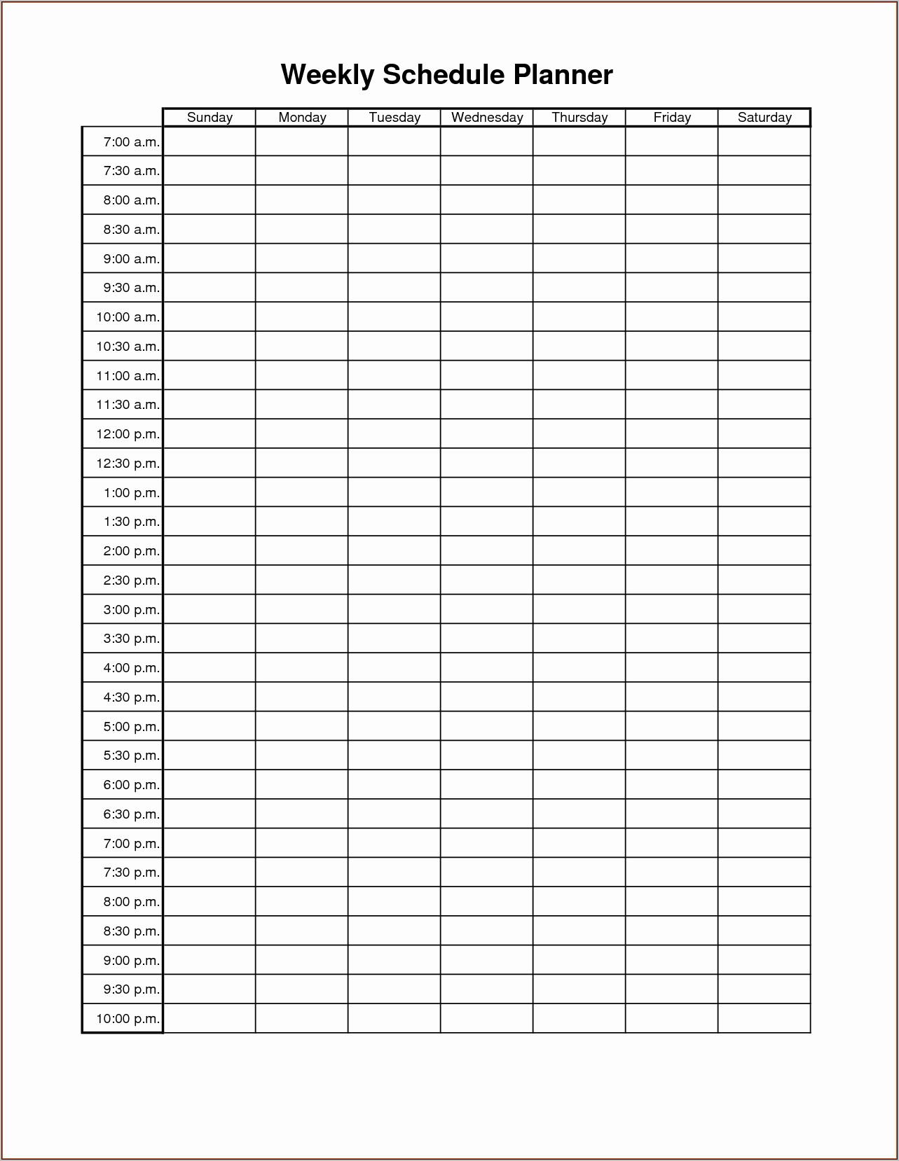Weekly Schedule Template With Times Pdf