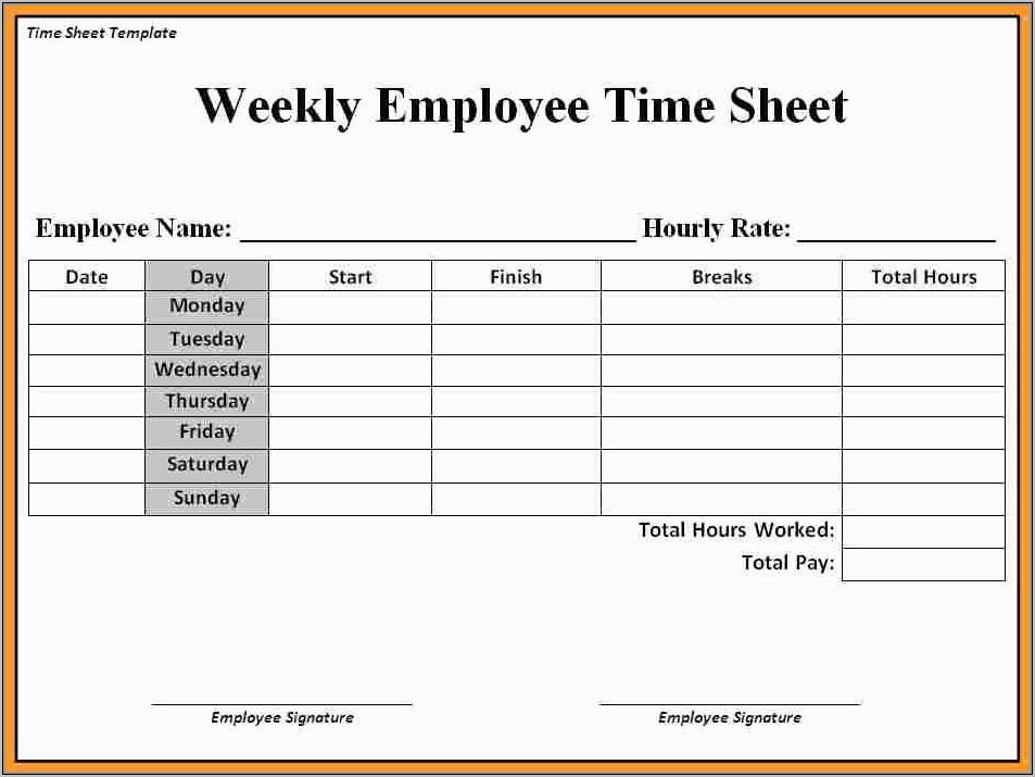 Weekly Timesheet Template Free Download