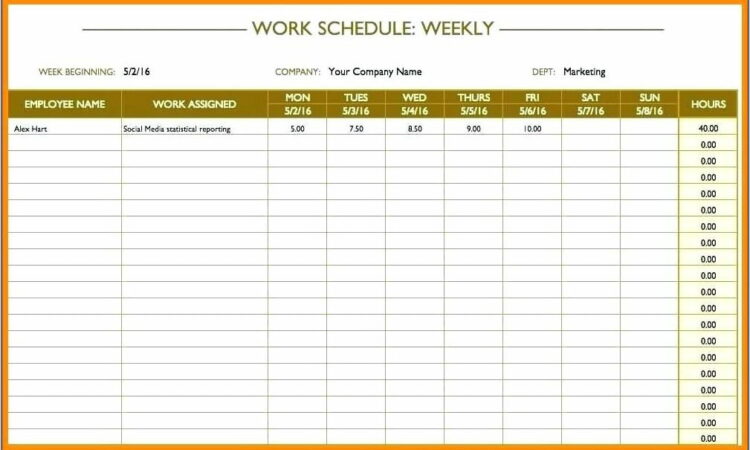 Weekly Work Schedule Template 2015