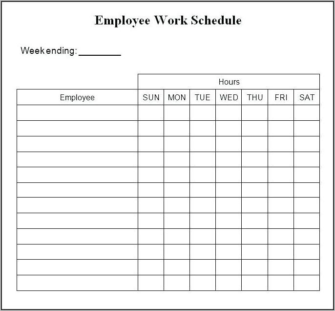 Weekly Work Schedule Template With Hours