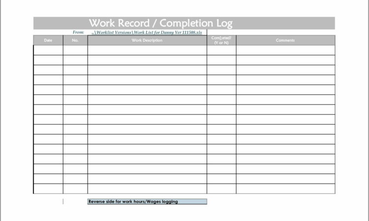 Weekly Workout Log Template