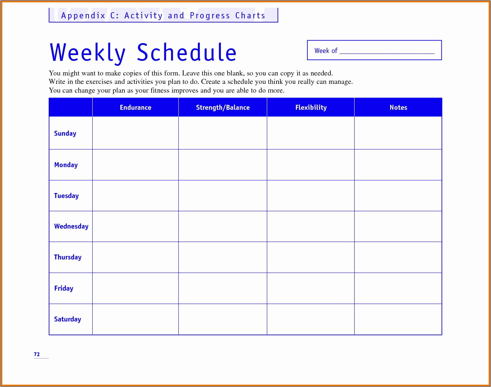 Weekly Workout Schedule Template Pdf