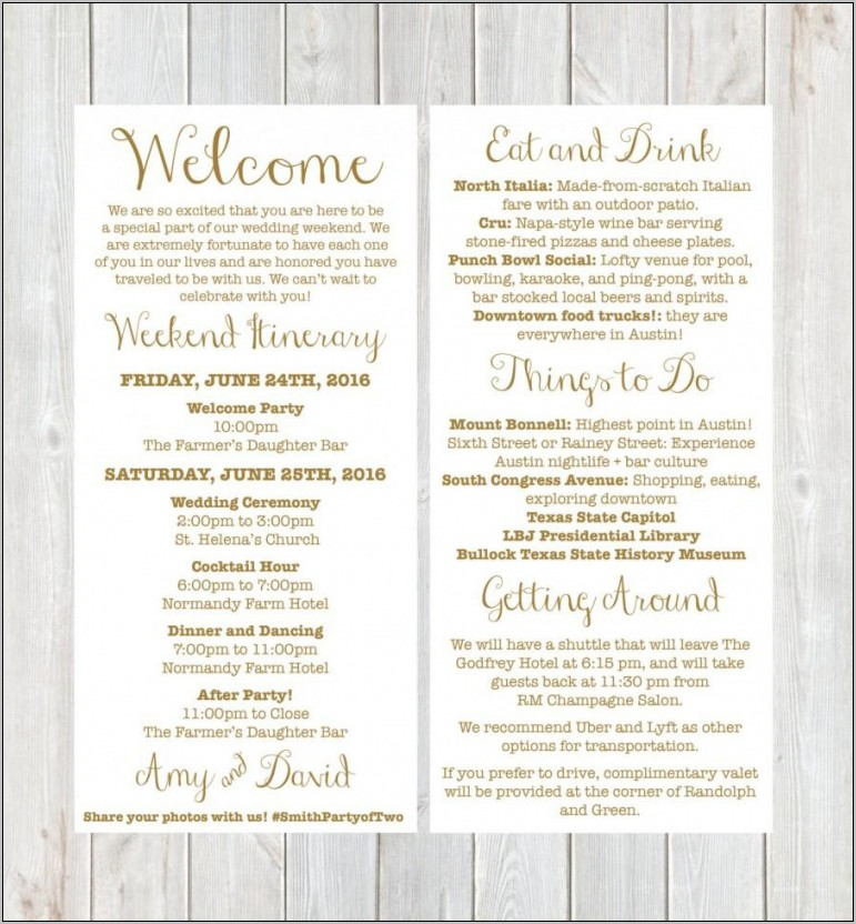 Welcome Letter Destination Wedding Template