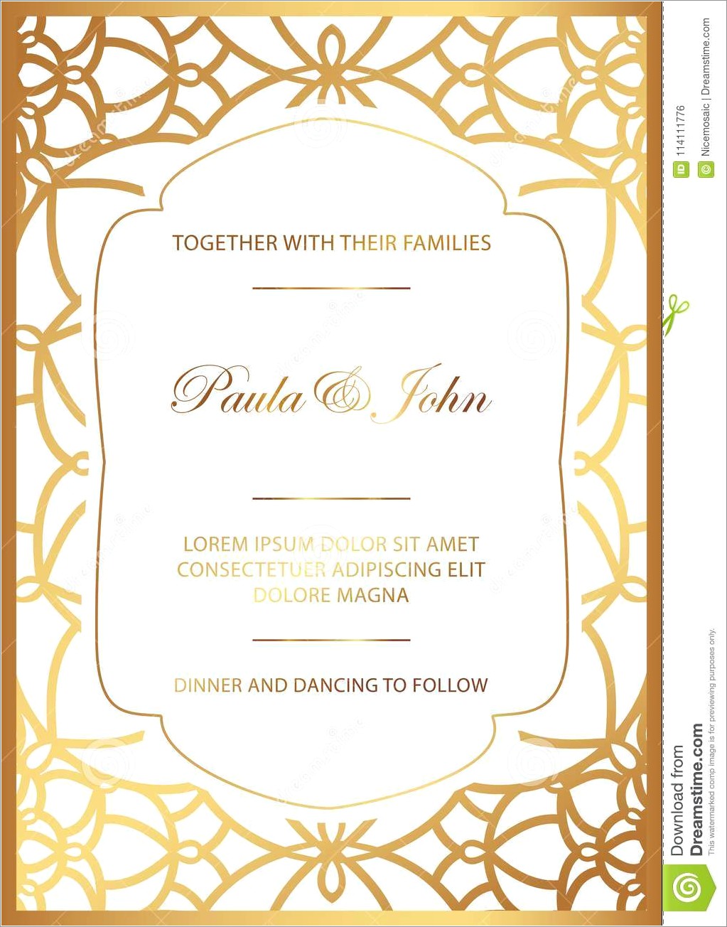 White And Gold Wedding Invitation Templates