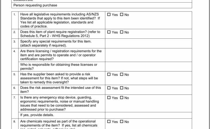 Whs Inspection And Risk Assessment Template