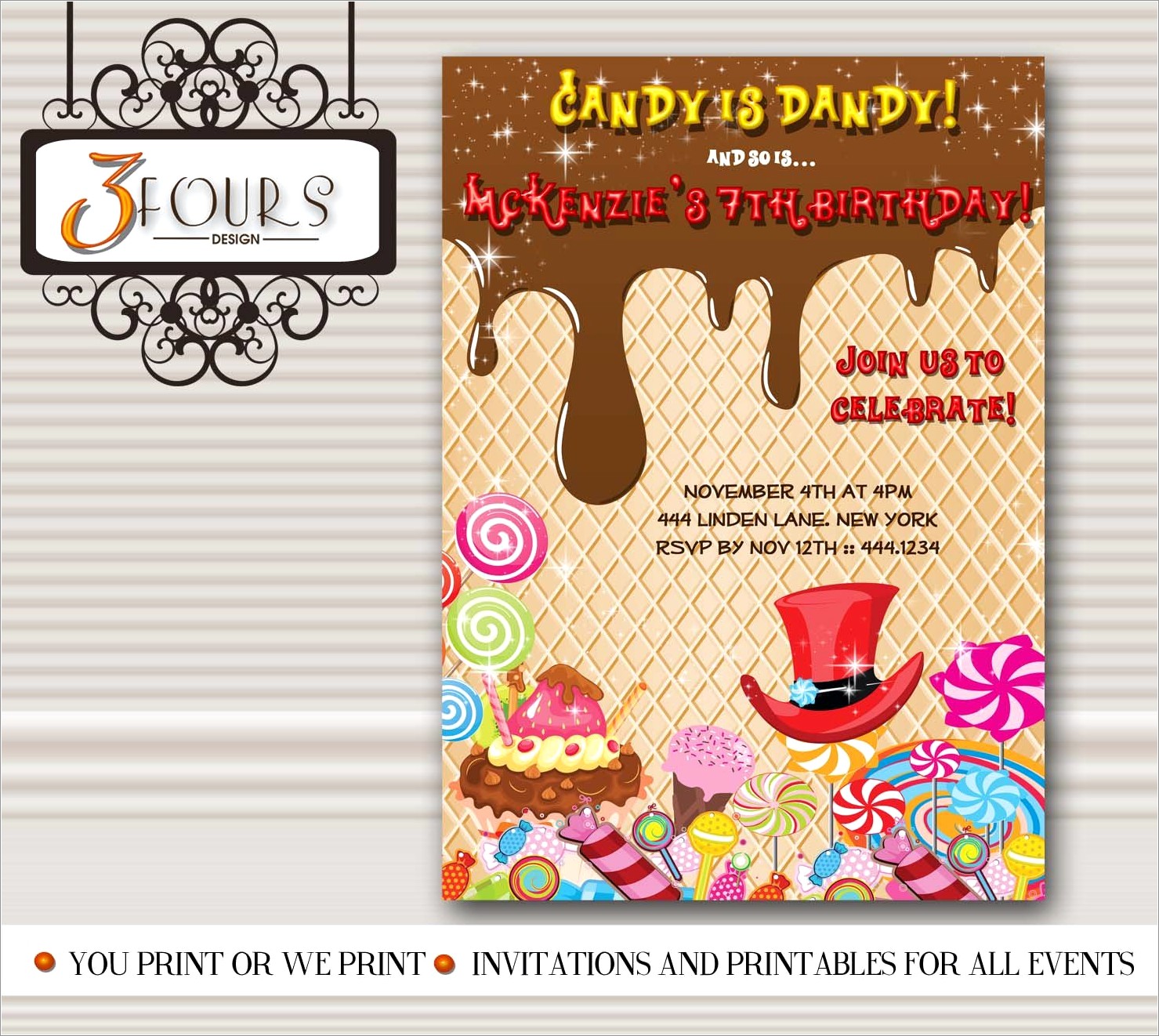 Willy Wonka Birthday Invitations