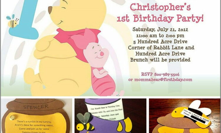 Winnie The Pooh 1st Birthday Invitation Templates