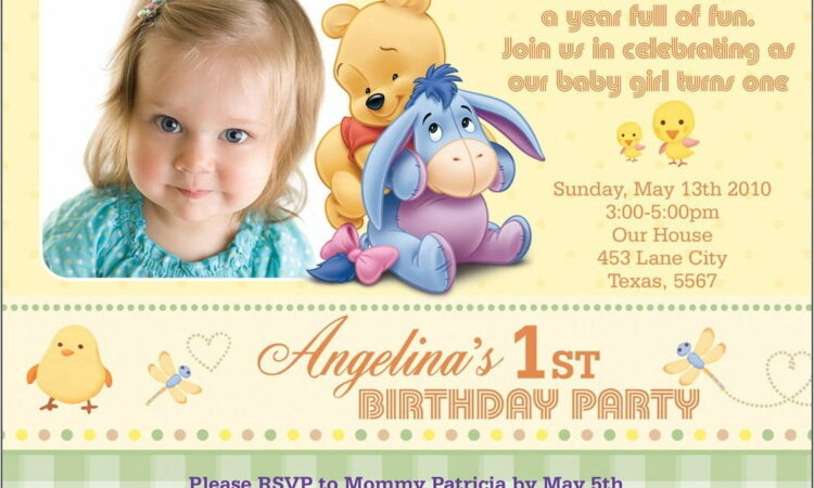 Winnie The Pooh First Birthday Invitation Wording