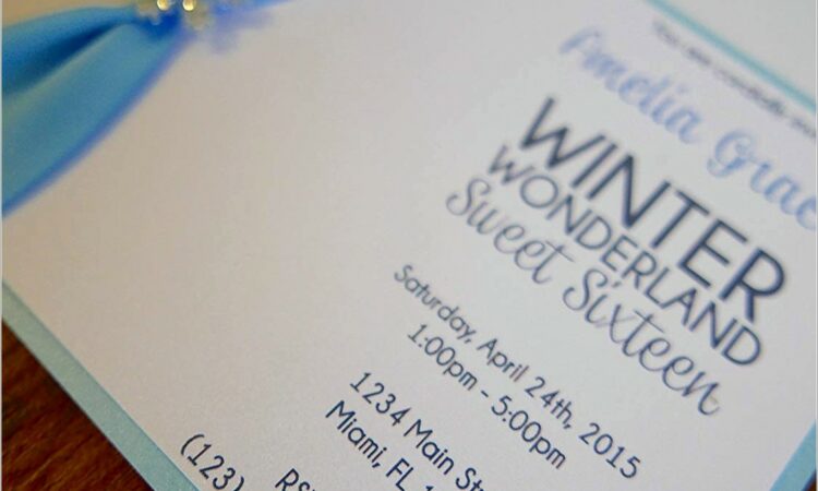 Winter Wonderland Sweet 16 Invitations