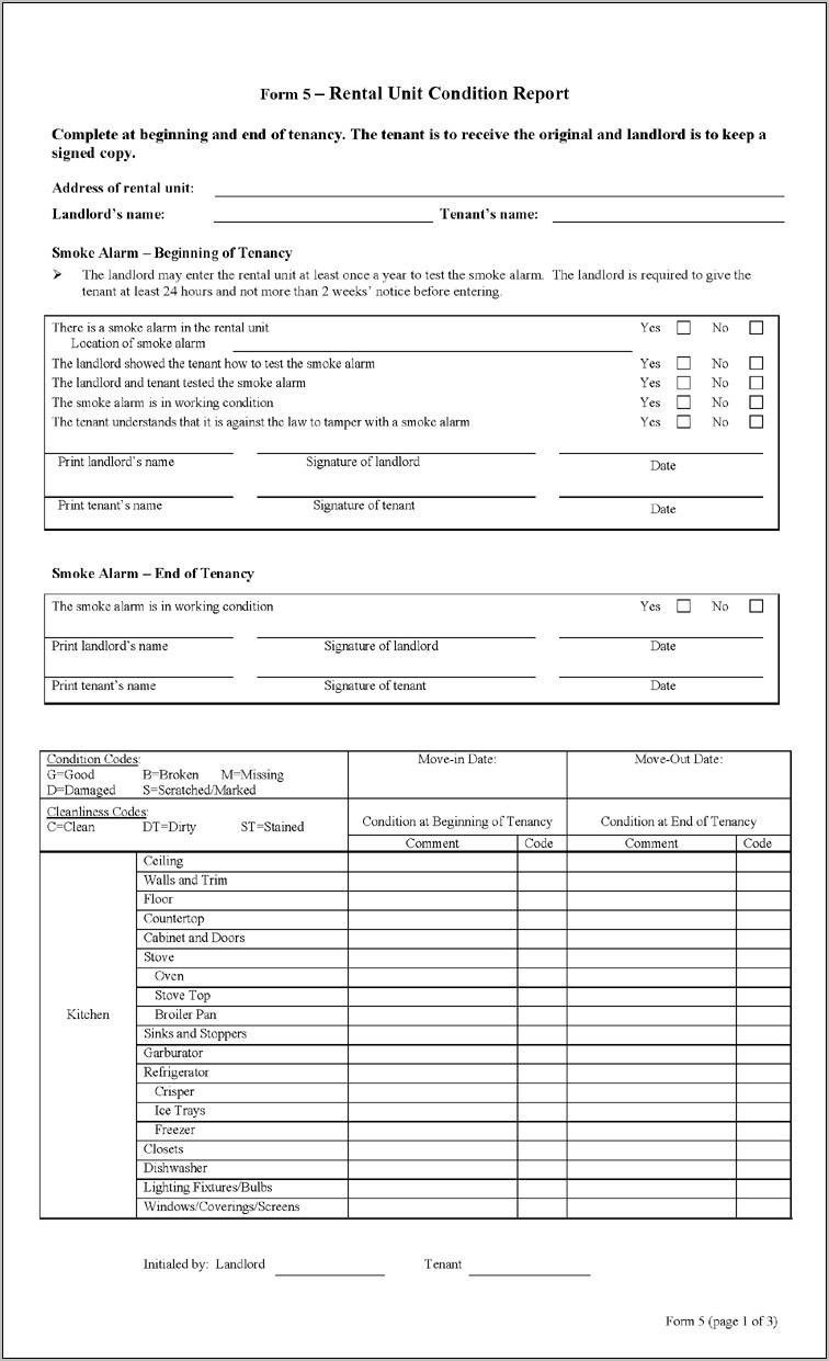 Wisconsin Property Condition Report Form