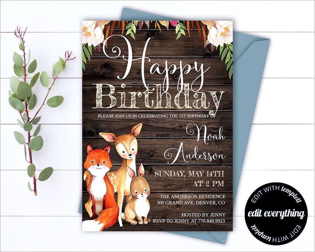 Woodland Birthday Invitation Template