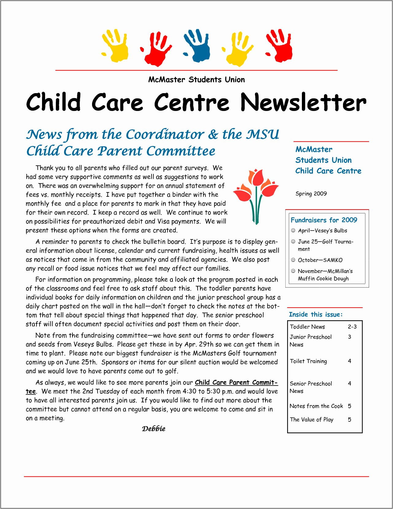 Word Child Care Newsletter Template